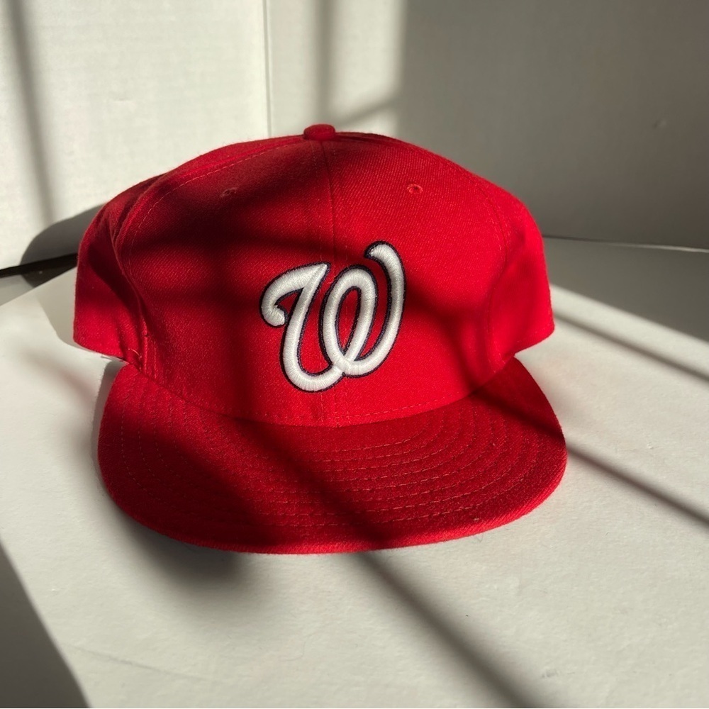 Washington Nationals Hat Cap Blue Red Fitted 7.5/8 Mens MLB Baseball